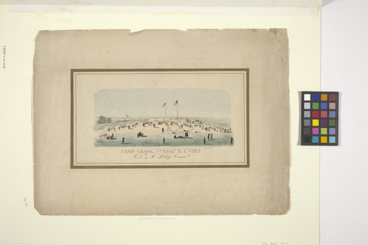 Camp Chase, 7th Regt., R.I. Vols. (håndfarvet litografi) af American School