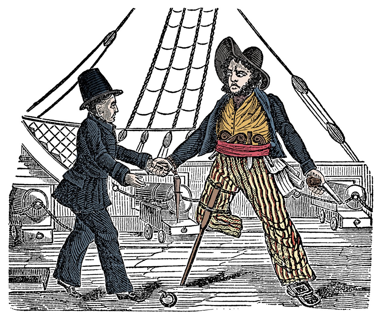 Kaptajn Mackra og piraten har træben Indgravering fra "The Pirates Own Book"" 1800-tallet af American School
