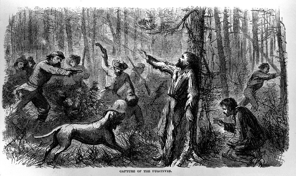Capture of the Fugitives, from Prison Life in the South, skrevet af Allen O. Abbott og udgivet i 1865 af American School