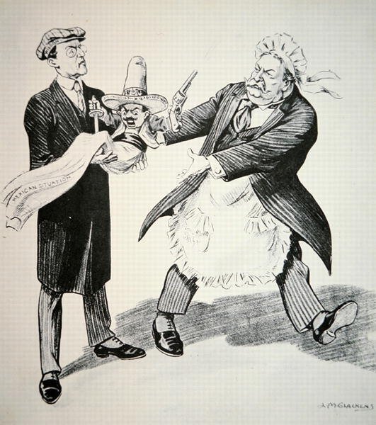 Tegneserie, der skildrer præsident William H. Taft (1857-1930), der overdrager den problematiske 