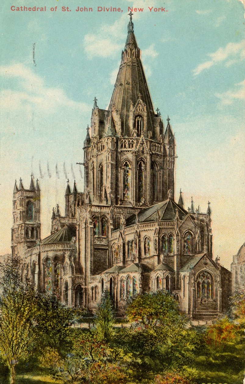 Cathedral of St. John the Divine, New York (farve litho) af American School
