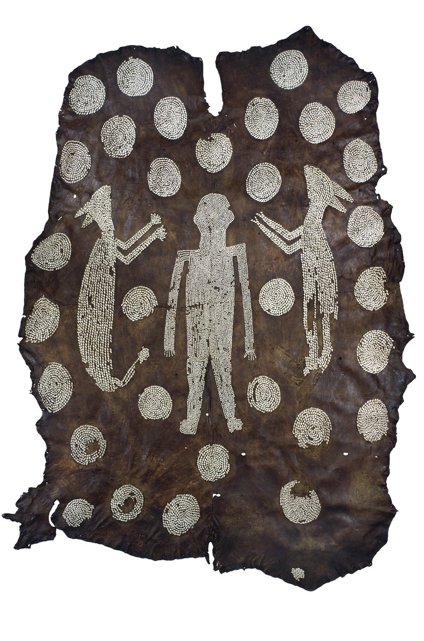 Chief Powhatans Mantle, nordamerikansk indianer, fra Virginia, slutningen af det 16.-begyndelsen af det 17. århundrede (hjorteskind med skalmønstre) af American School