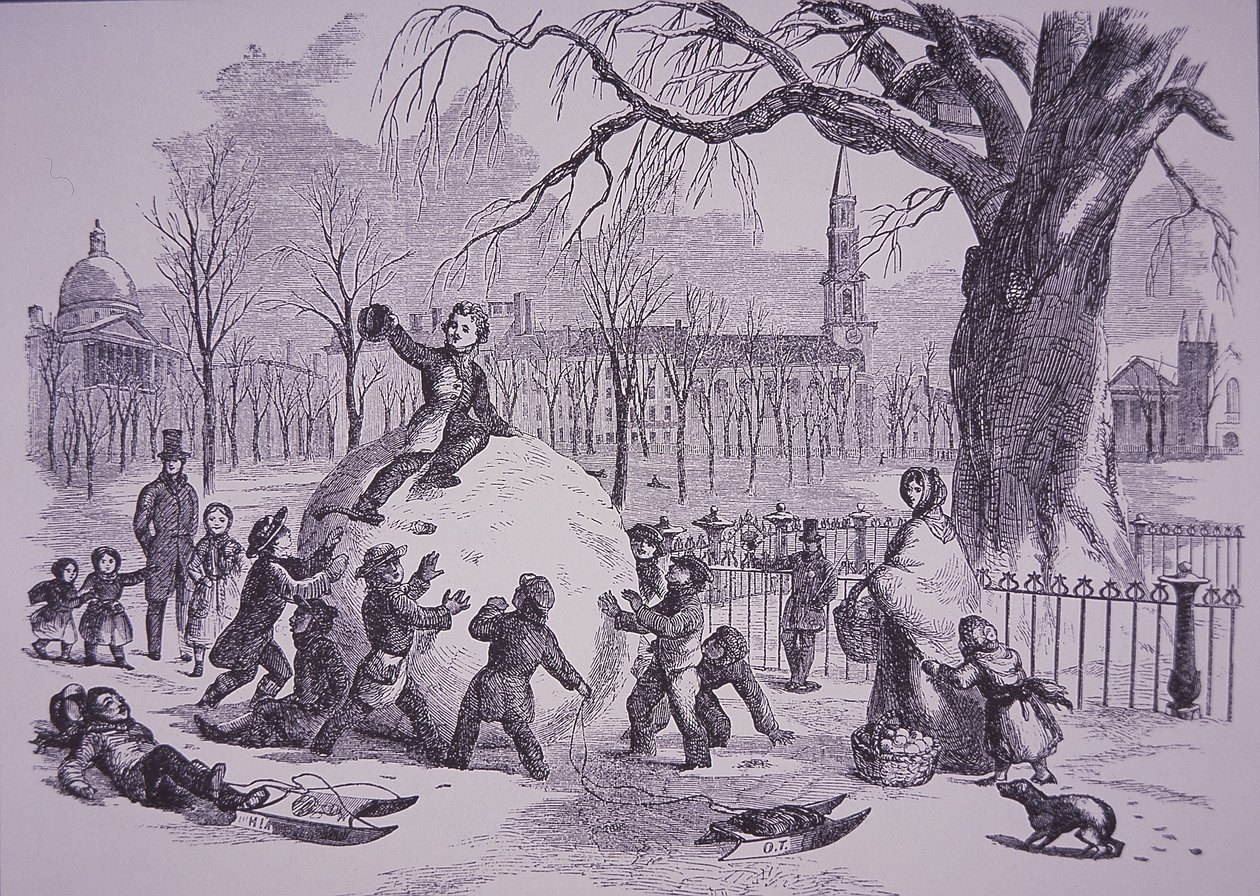 Julesnebold, scene på Boston Common af American School