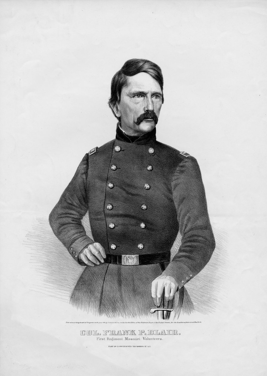 Oberst Frank P. Blair: First Regiment Missouri Volunteers, pub. af Currier & Ives, 1861 af American School