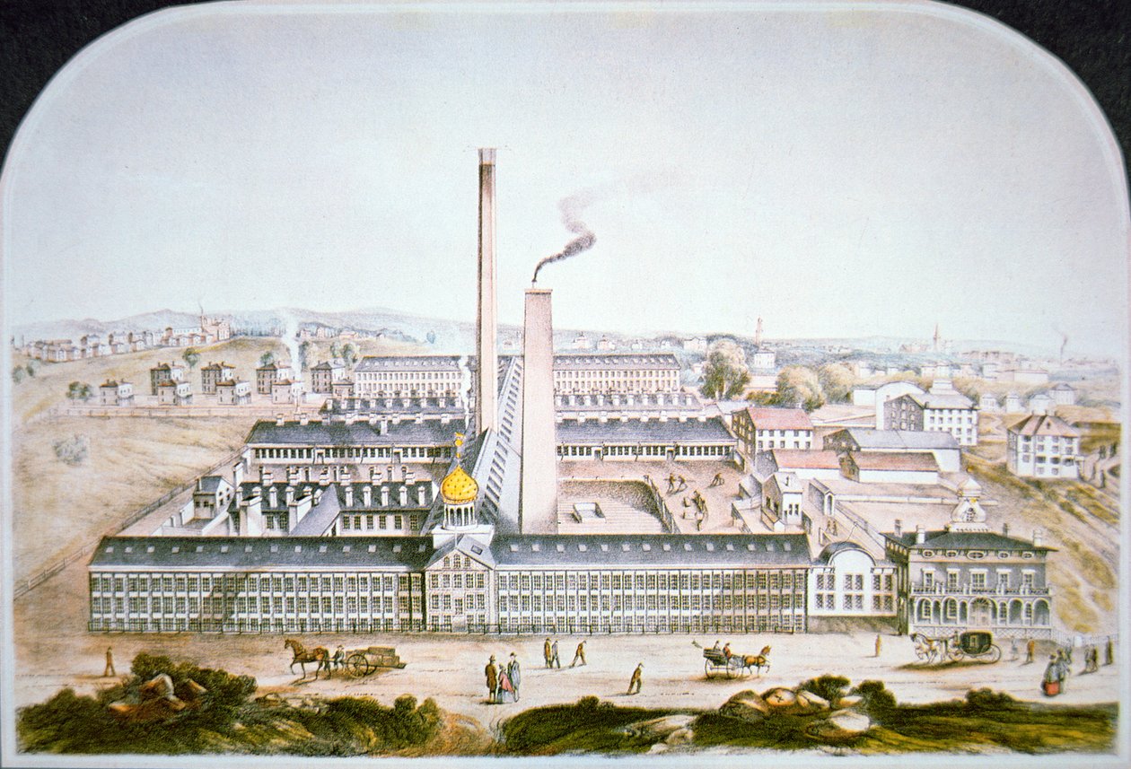 Colts patentskydevåbenfabrik i Hartford, Connecticut af American School