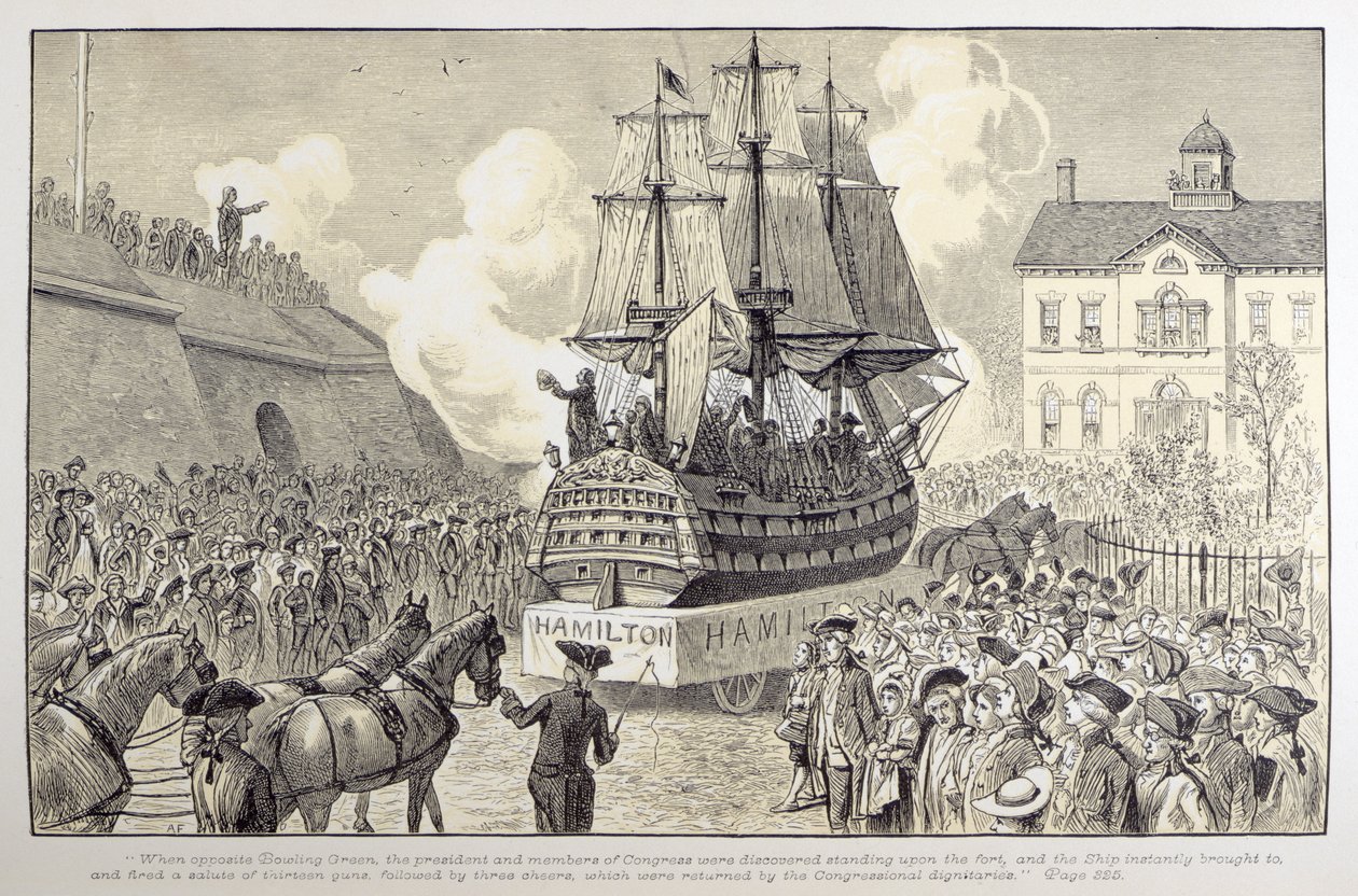 Kongressens parade og fest, ca. 1790 af American School