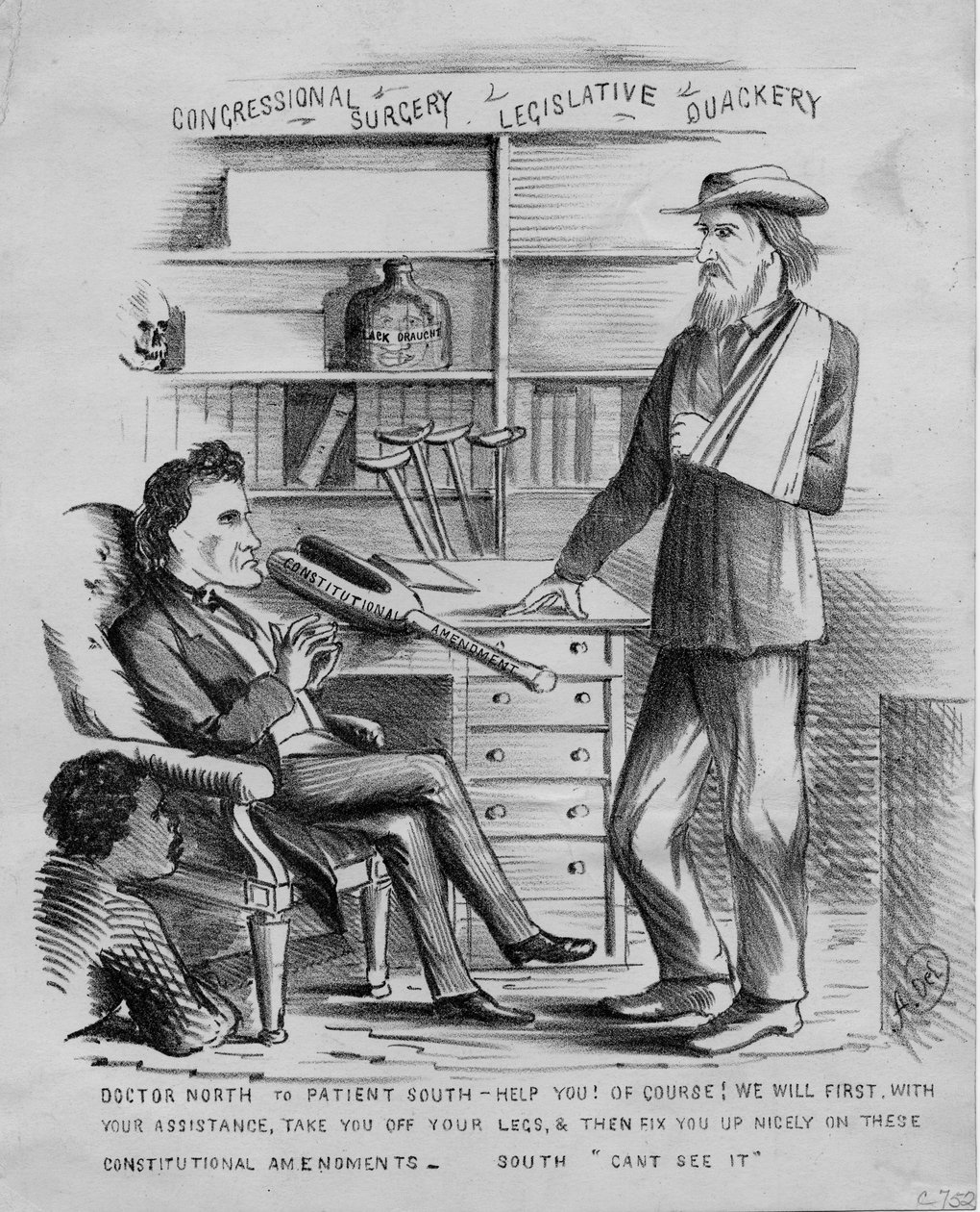 Kongressens kirurgi: lovgivende kvaksalveri, ca. 1866 af American School