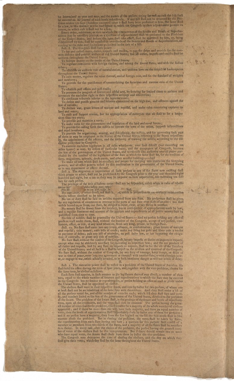 Konstitution, første tryk, trykt af Dunlap & Claypoole, 17.-19. september 1787 (se også GLC 695933, GLC 695935 & GLC 695936) af American School