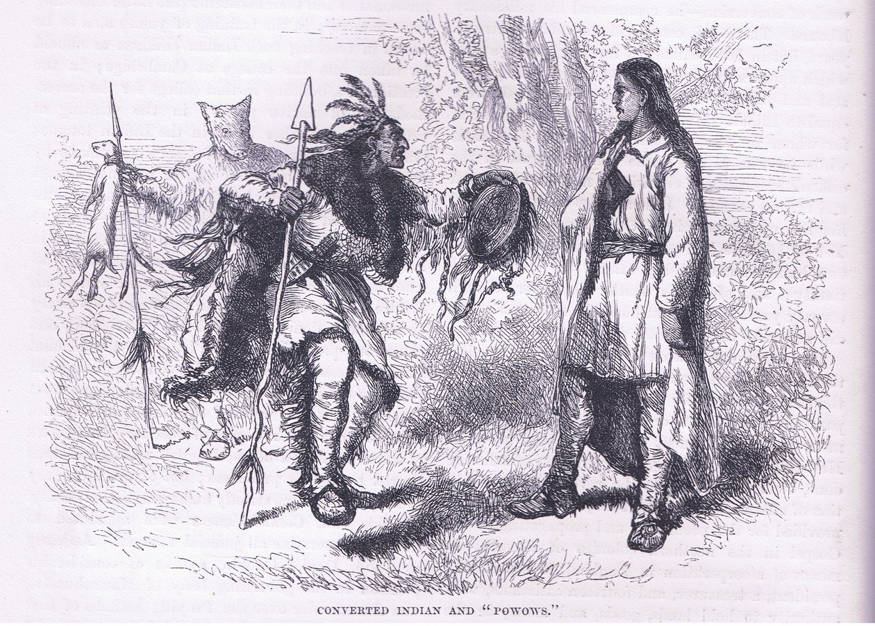 Konverterede indianere "Powows" 1695, illustration fra Cassell