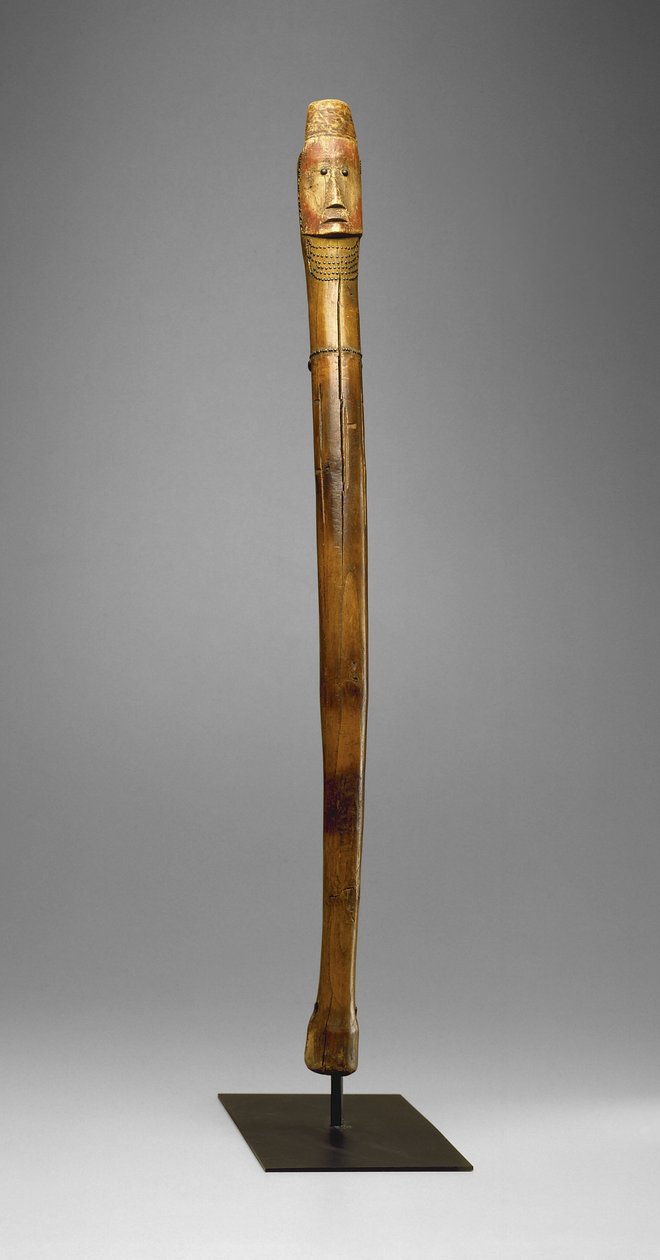 Coup Stick, Yankton Sioux, ca. 1880 (træ, messing negle, pigment og varme filmærker) af American School