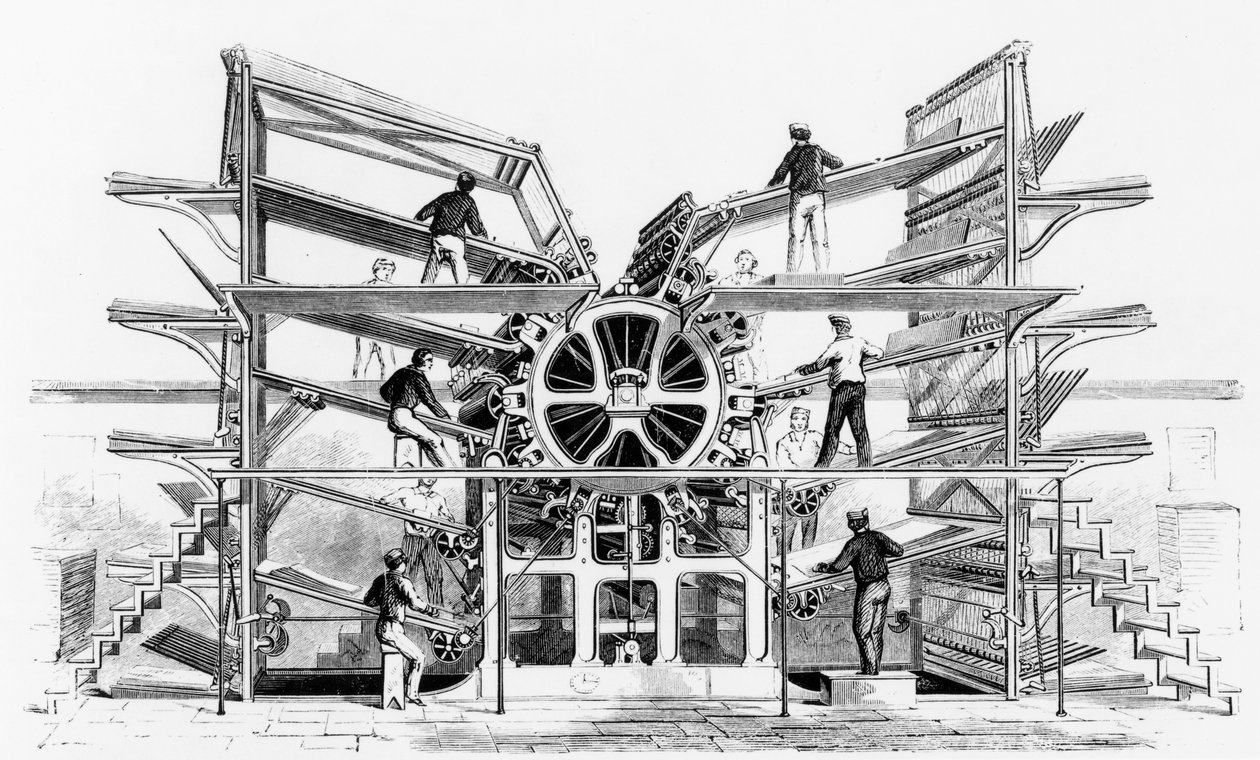 Cylindertrykpresse opfundet af Richard March Hoe (1812-86) New York, 1846 af American School