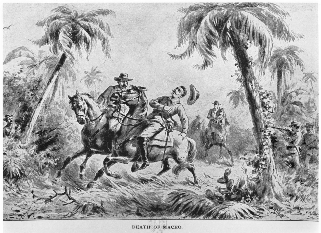 Antonio Maceos død (1845-96), illustration fra The Story of Cuba af Murat Halstead, udgivet 1898 af American School