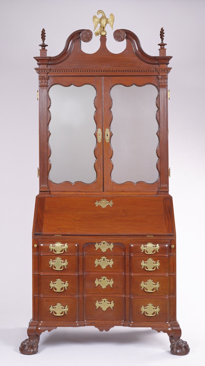 Skrivebord og reol, fra Boston, 1765-75 (mahogni og hvid fyr) af American School