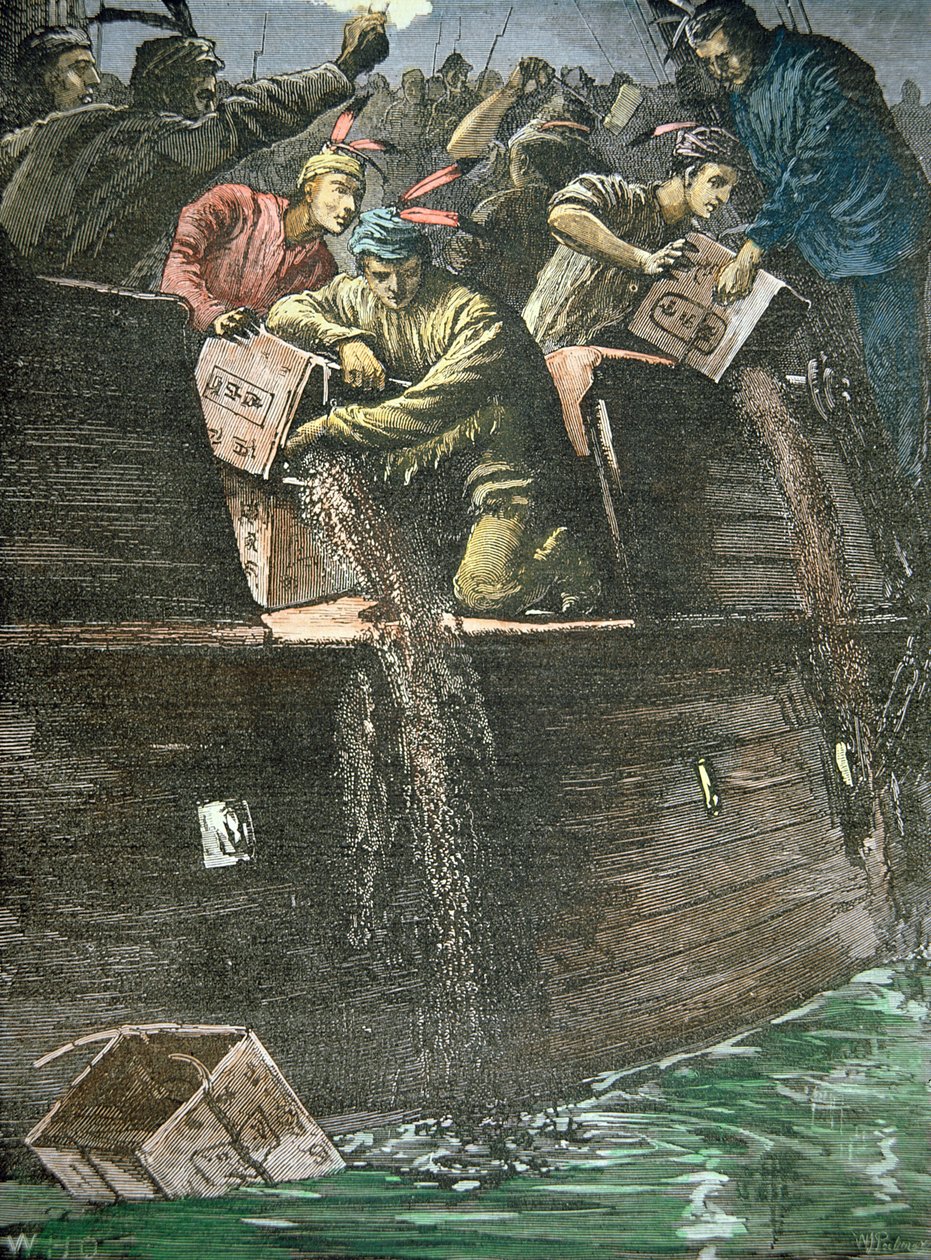 Destruktion af telasterne, kendt som Boston Tea Party af American School