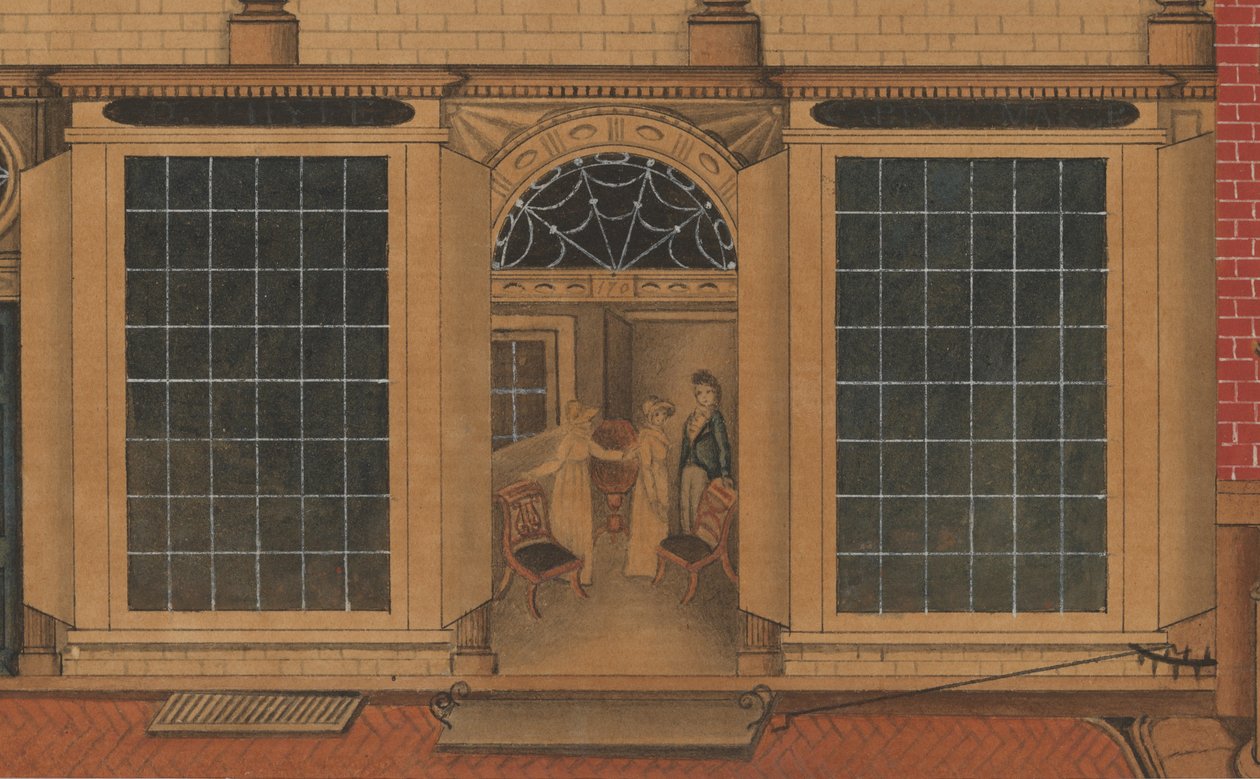 Detalje af Duncan Phyfes butik og lager på Fulton Street i New York City, ca. 1816-1817 (akvarel, pen og blæk på papir) af American School