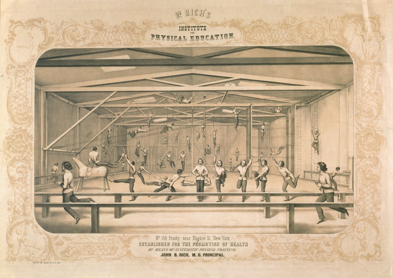Dr. Richs Institut for Fysisk Uddannelse, indgraveret og pub. af Wm. Endicott & Co, New York, 1850 af American School