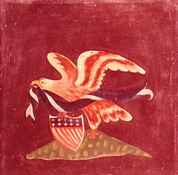 Ørn med amerikansk skjold, ca.1800-99 (olie på lærred) af American School