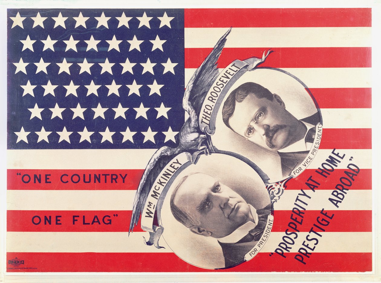Valgplakat for det amerikanske præsidentvalg i 1900 af American School