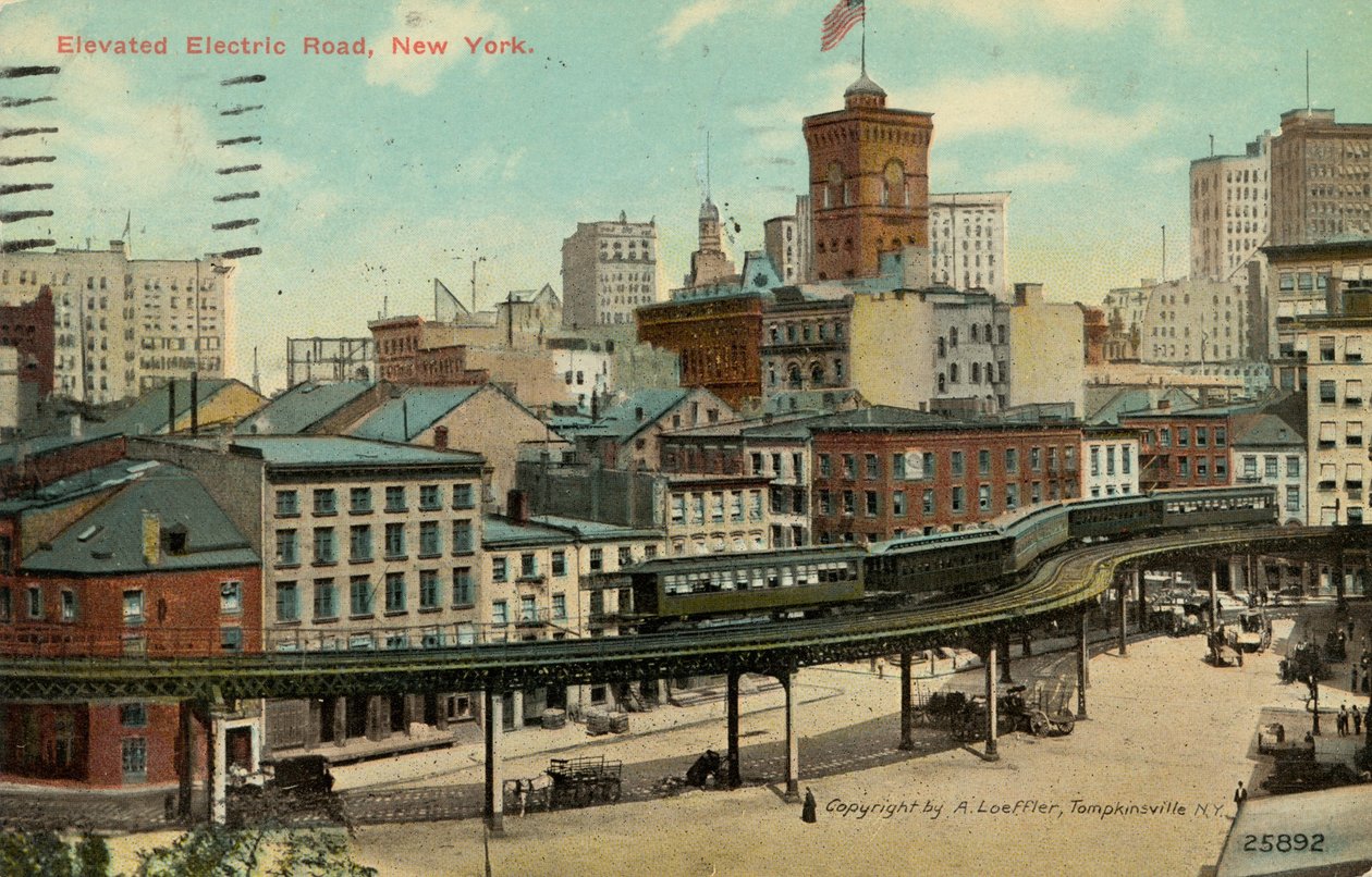 Elevated Electric Road, New York, ca. 1900 af American School