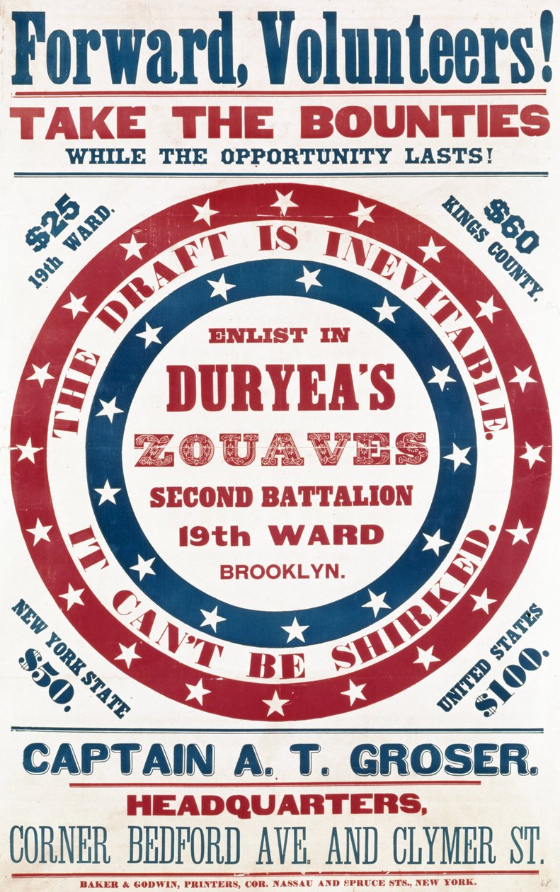 Meld dig til Duryeas Zouaves, Second Battalion, 19th Ward, Brooklyn, ca. 1861 af American School