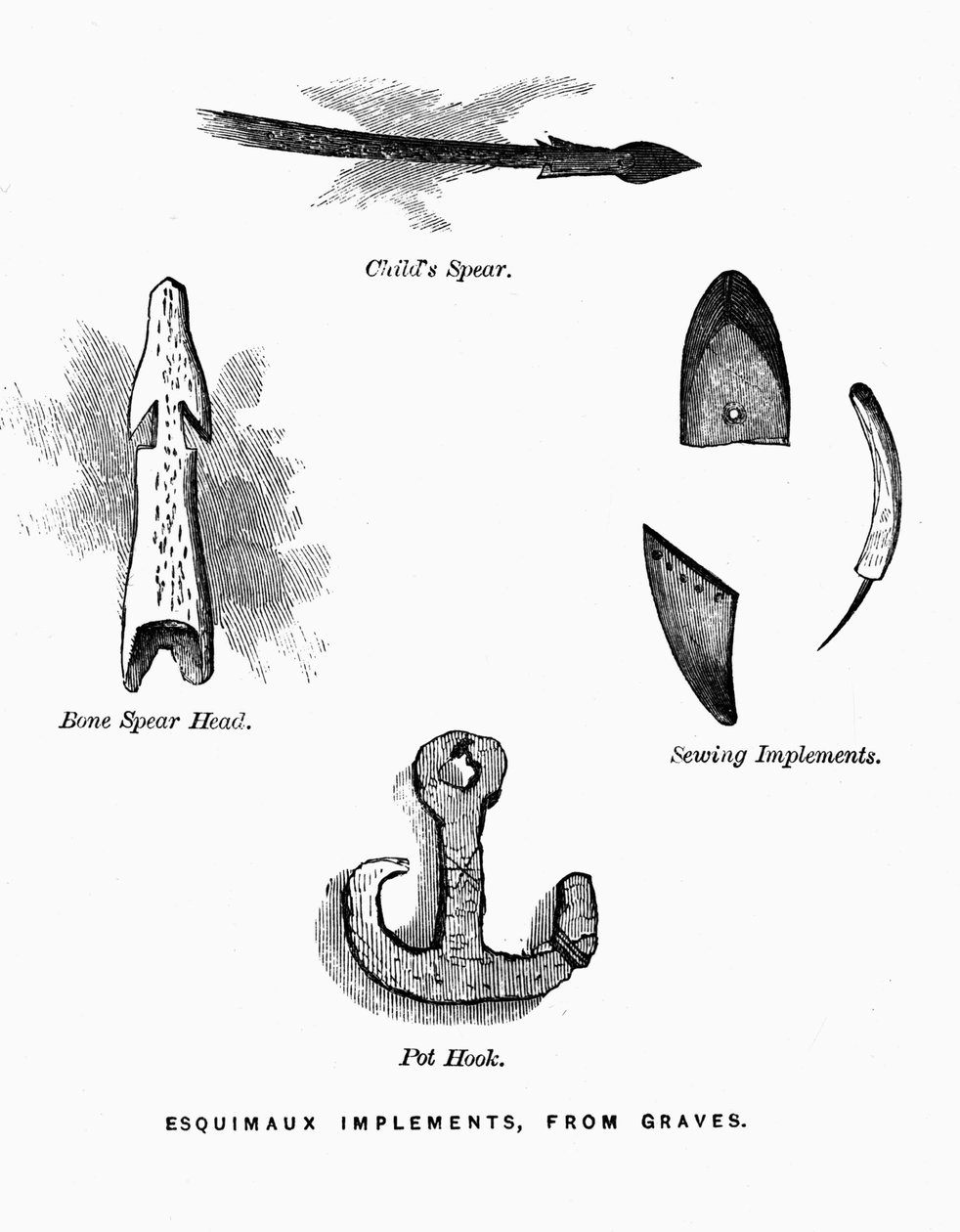 Eskimo-jagtredskaber - Elisha Kent Kane, Arctic Explorations in the Years 1853-1855, vol. 1, s. 52, Philadelphia af American School