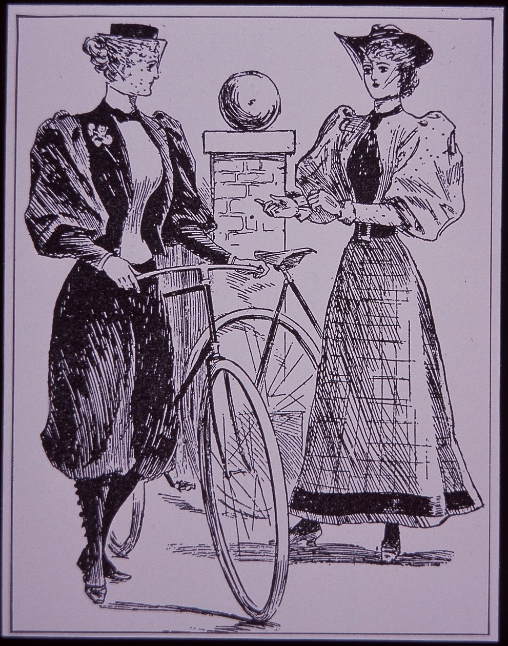 Kvindelig cykelkostume, viser pige i bloomers, New York, USA af American School