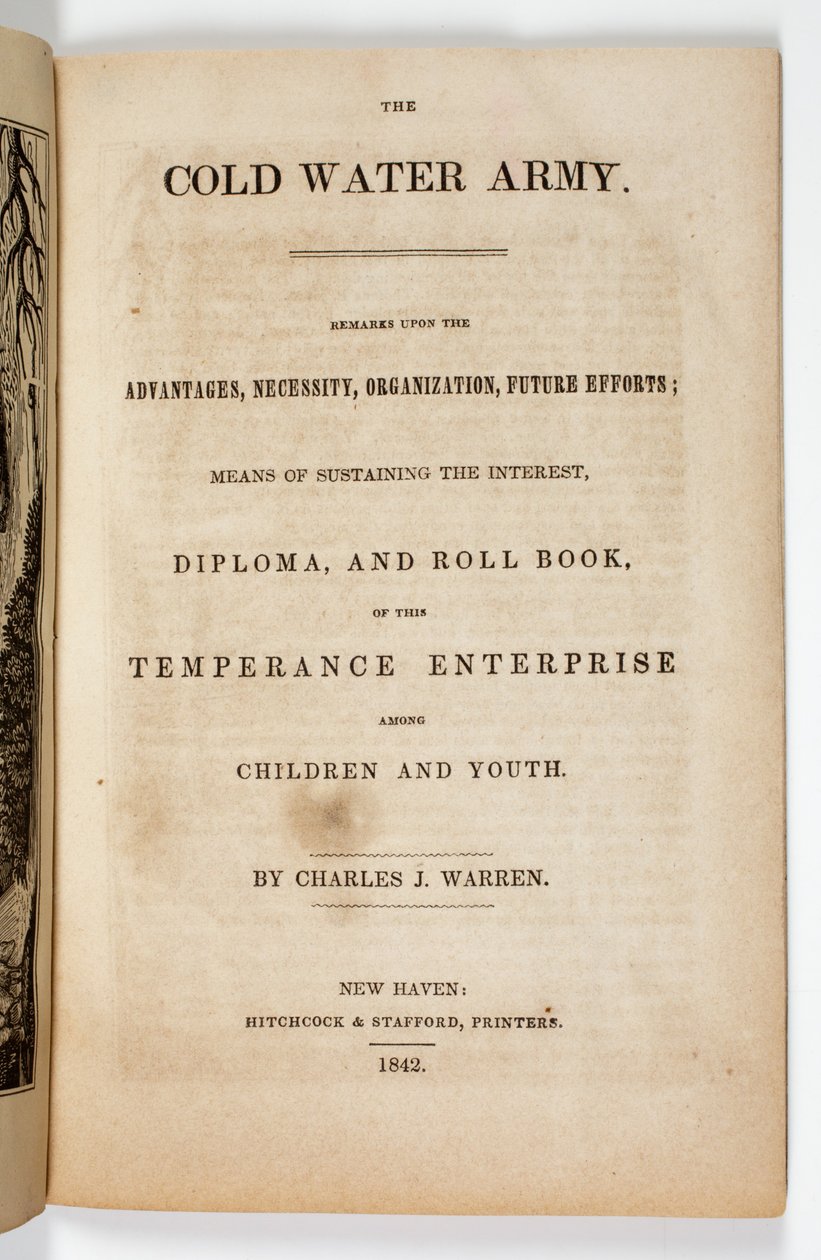 Frontispice til The Cold Water Army Pledge af Charles J. Warren, 1842 af American School