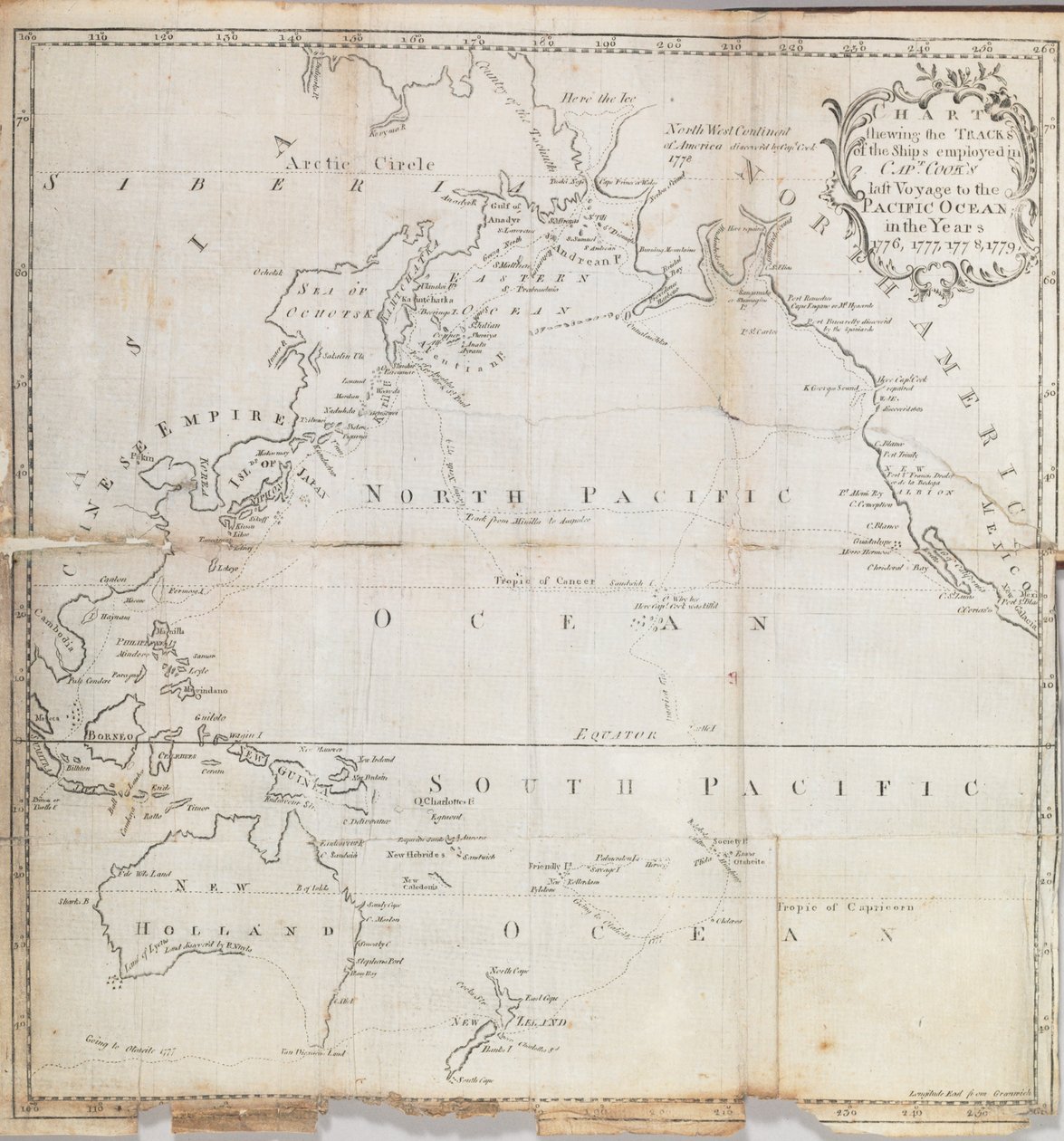 Frontispice-kort fra "A Journal of Captain Cook