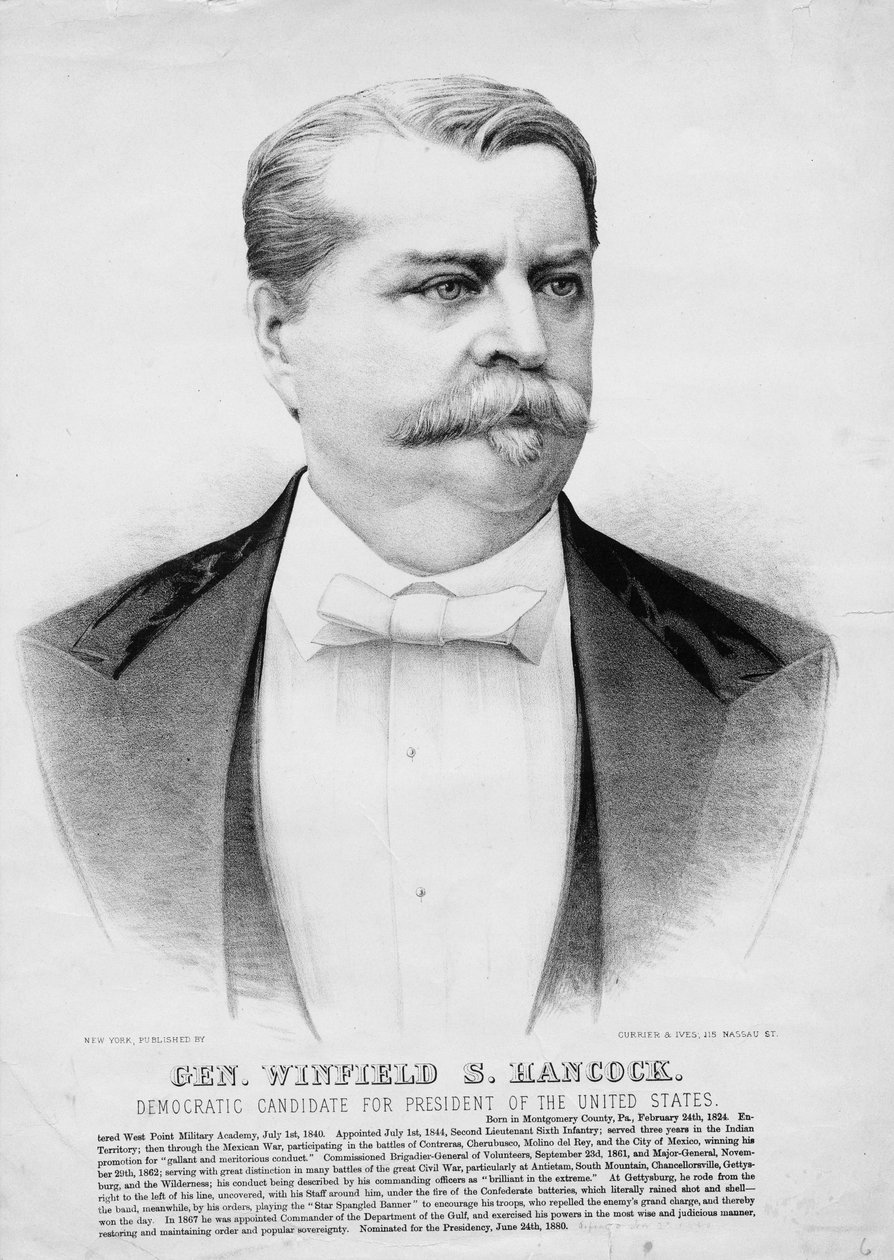 Gen. Winfield S. Hancock: Demokratisk kandidat til præsidentposten i USA, pub. af Currier & Ives, ca. 1880 af American School