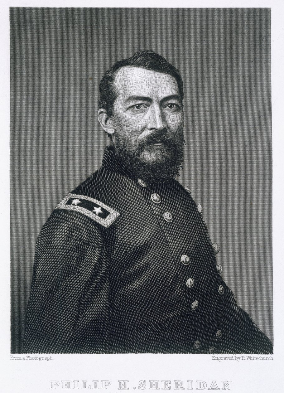 General Philip Sheridan, indgraveret fra et fotografi af Robert E. Whitechurch (1814-c.1883) af American School