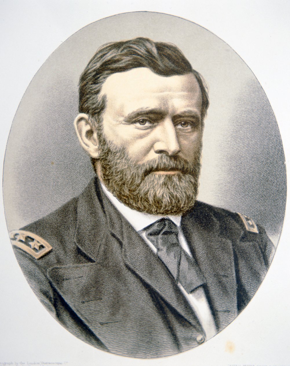 General Ulysses Simpson Grant (1822-85) (litho-farve) af American School