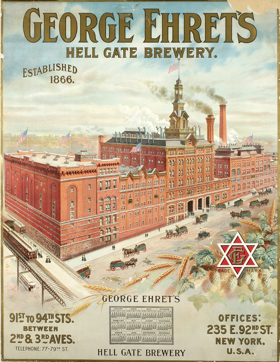 George Ehrets Hell Gate Brewery, etableret 1866 af American School