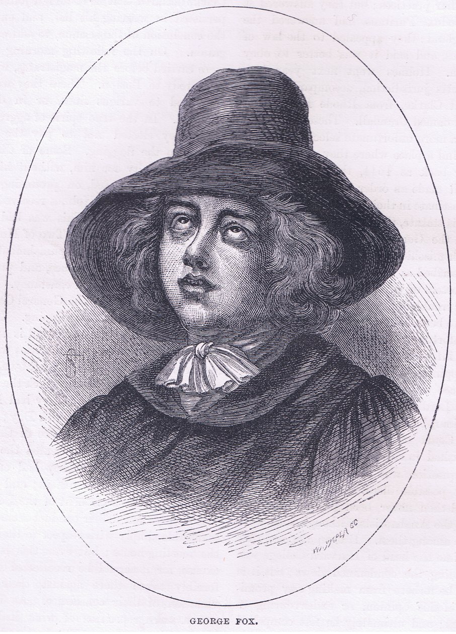 George Fox 1651, illustration fra Cassells History of the United States pub. af Petter & Galpin c.1890 af American School