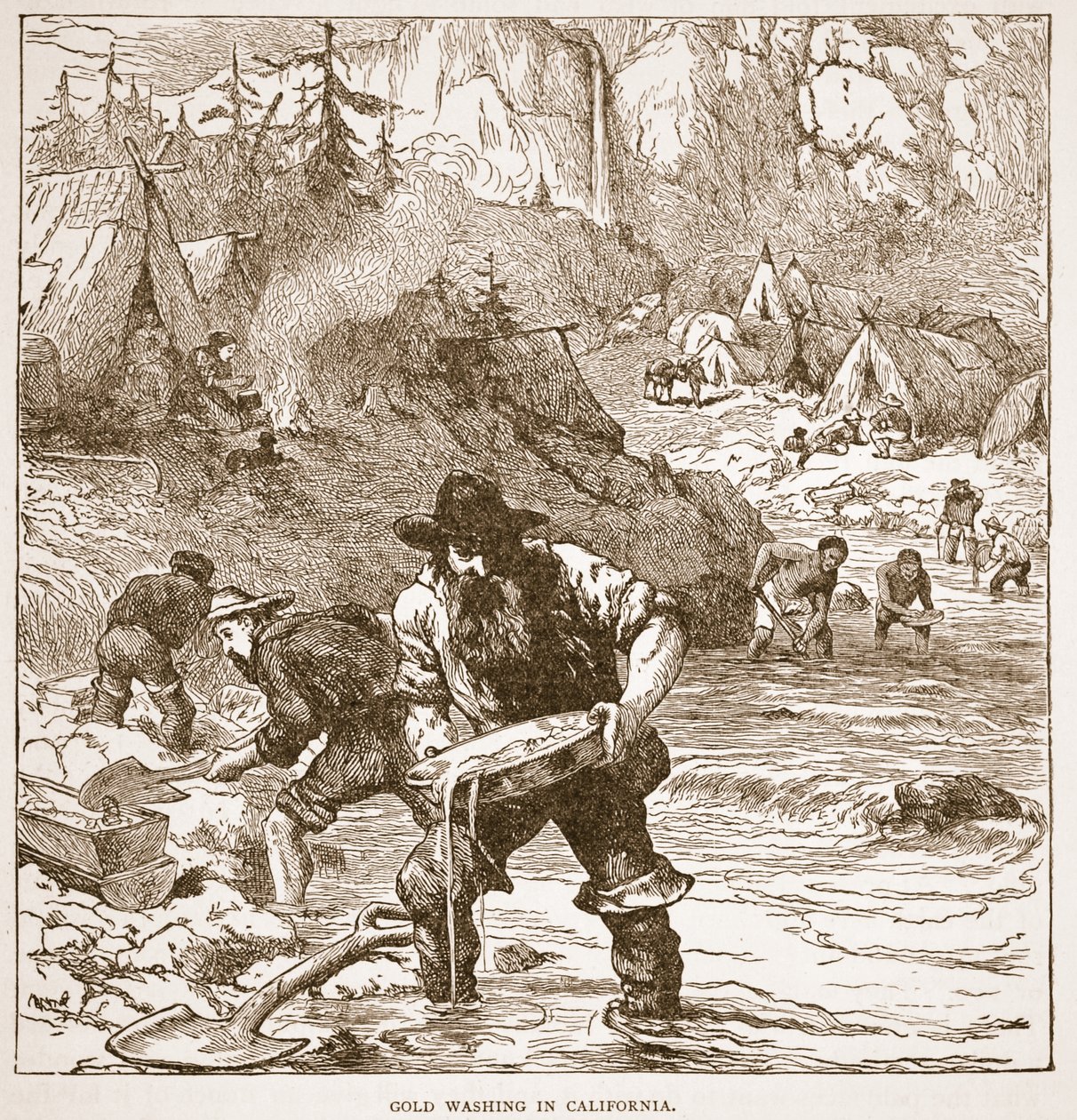 Guldvask i Californien, fra en bogpub. 1896 af American School