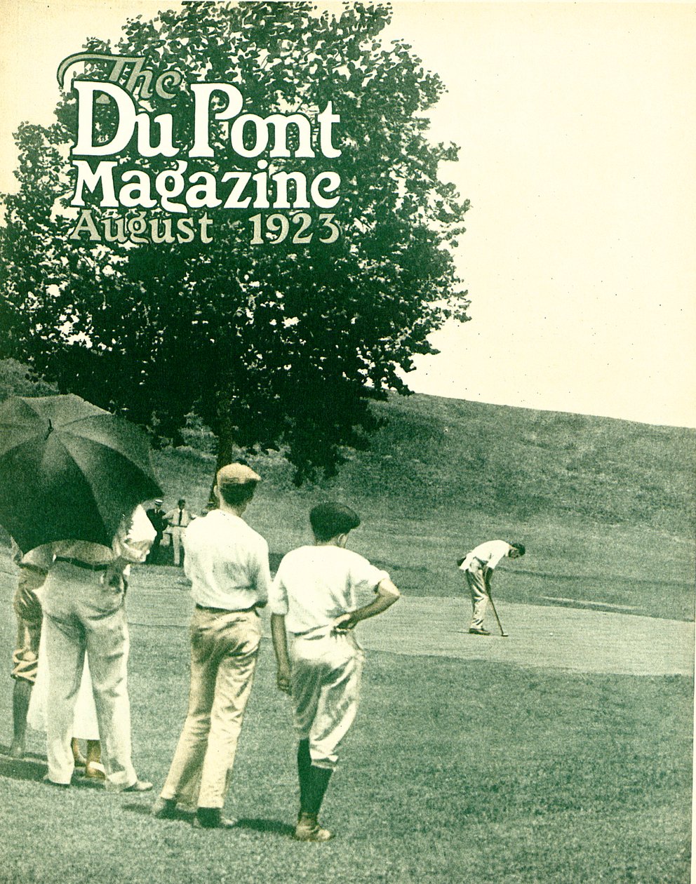 Golf, forside af DuPont Magazine, august 1923 af American School