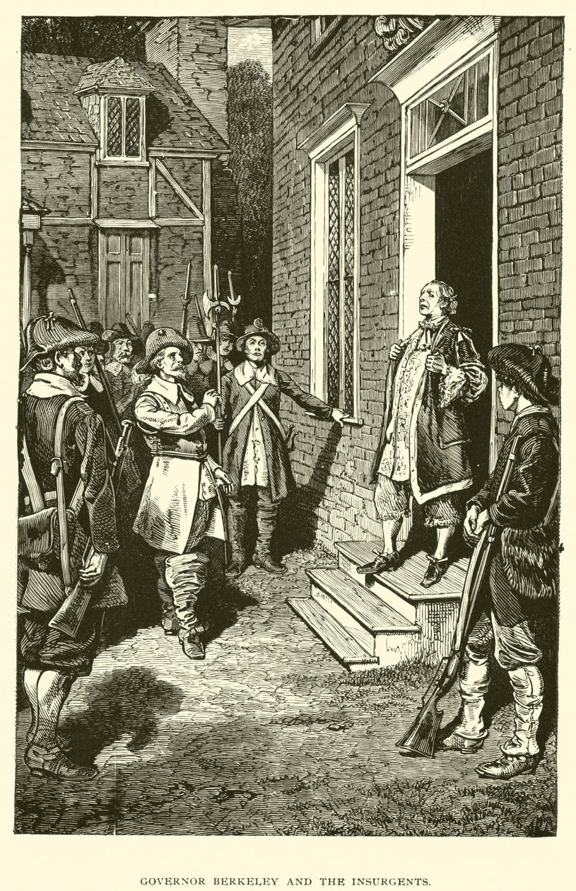 Guvernør Berkeley og oprørerne (litografi) af American School