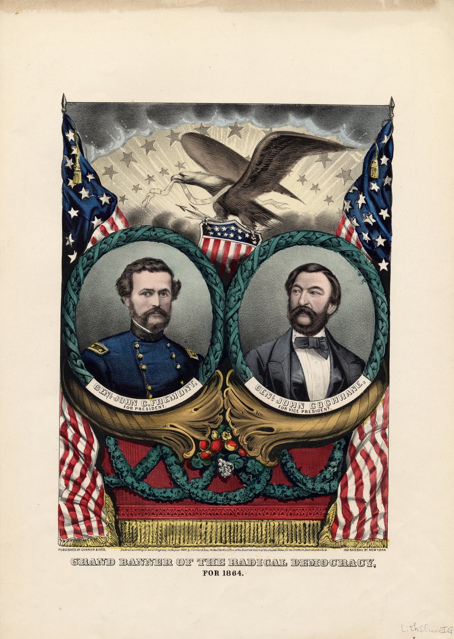 Det radikale demokratis store banner, for 1864, pub. af Currier & Ives, 1864 af American School
