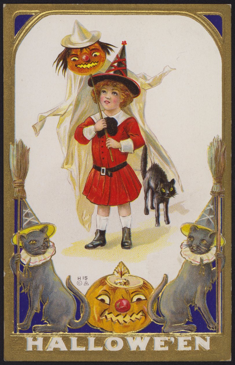 Halloween-kort (farvelitografi) af American School