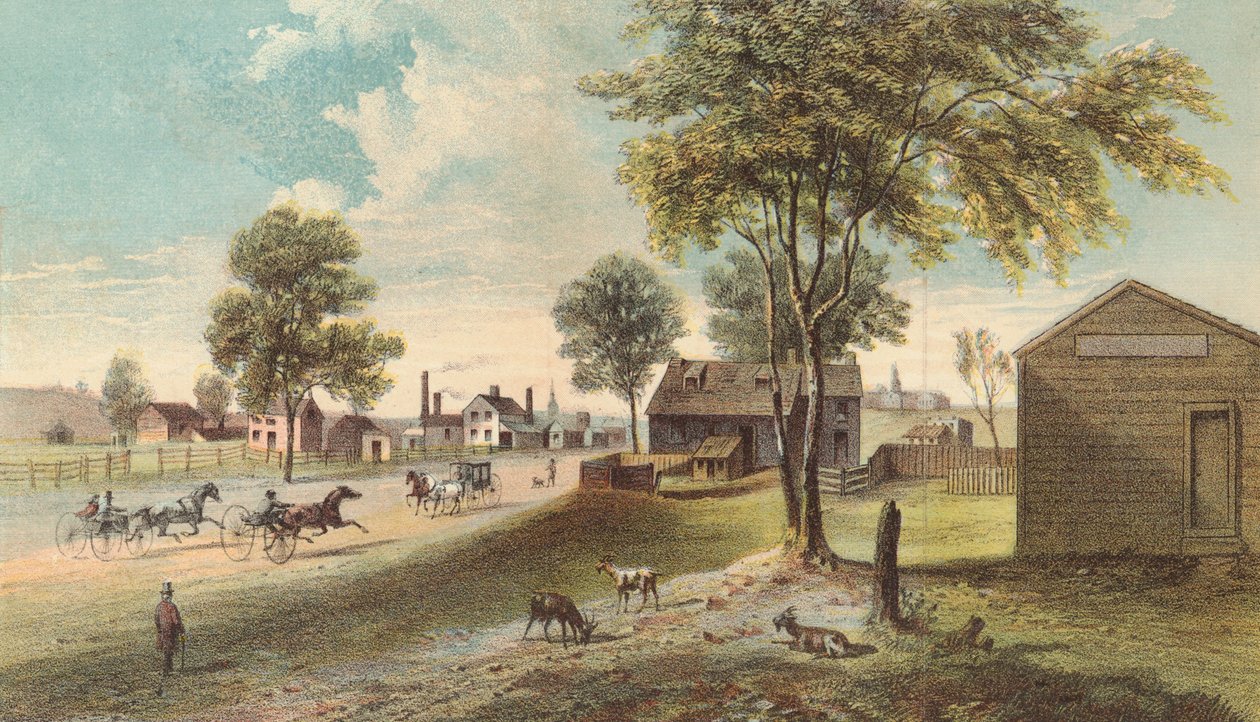 Harlem Lane, fra Central Park til Manhattanville, 1865 af American School