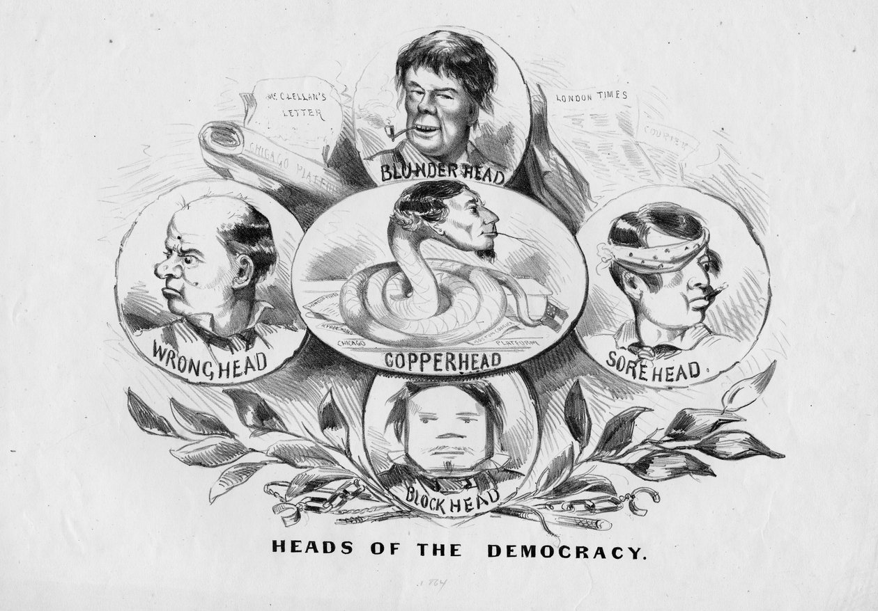 Heads of the Democracy, udgivet af Currier og Ives, New York, ca. 1864 af American School