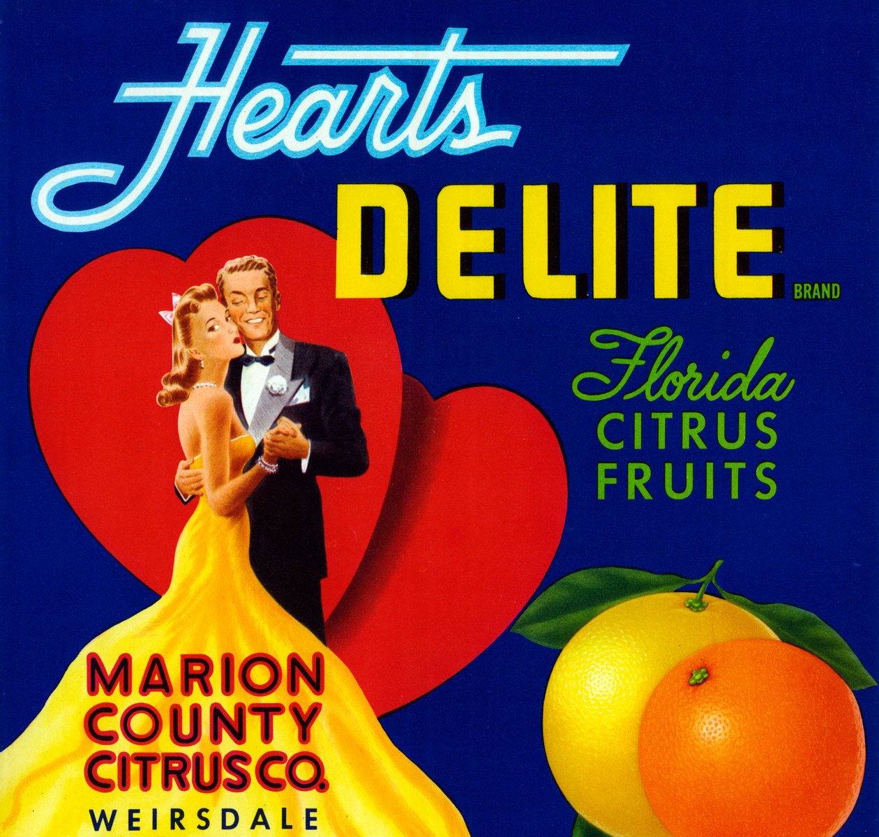 Hearts Delite Fruit Crate Label, ca. 1920 (litografi) af American School