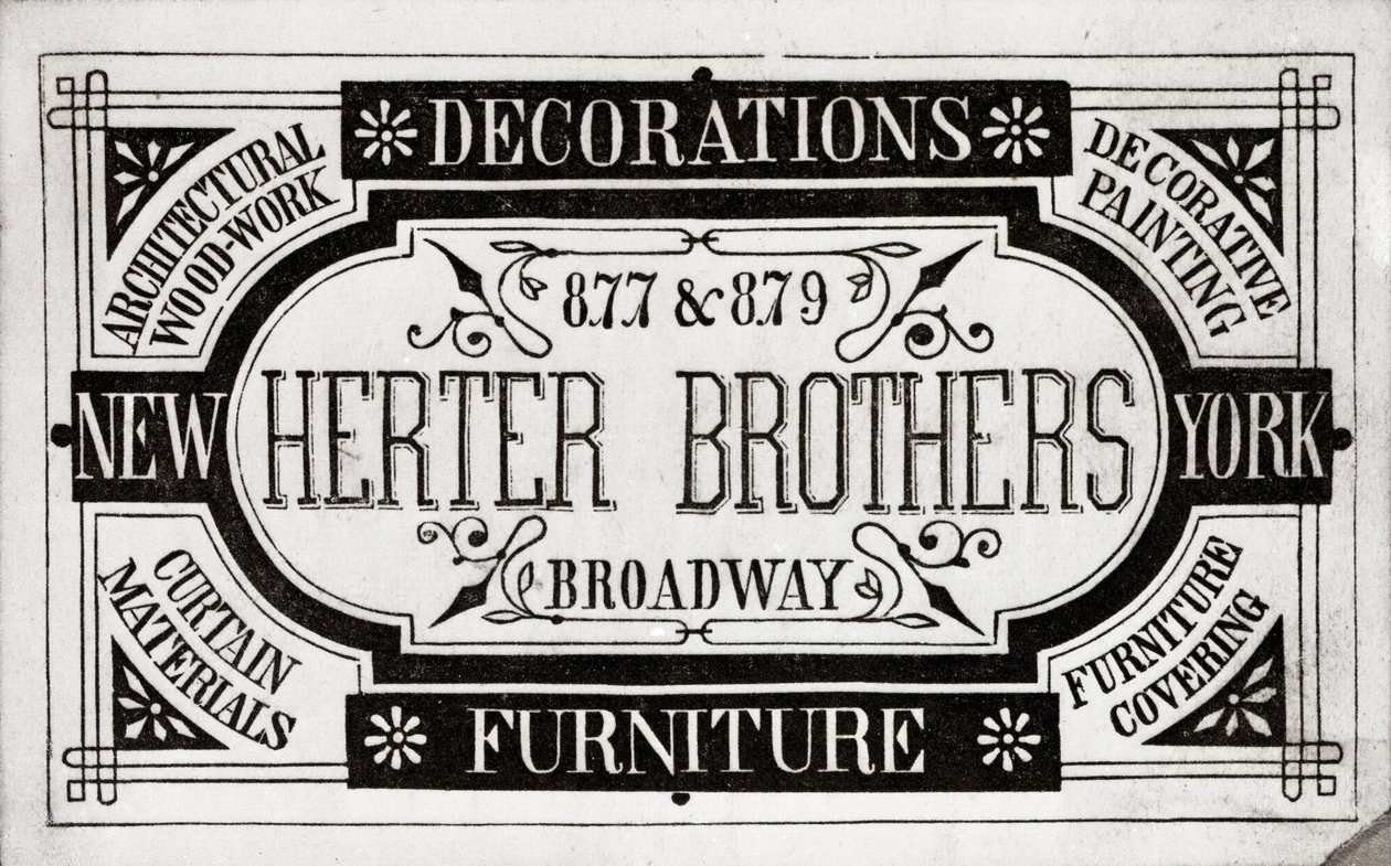 Herter Brothers, Decorations, Furniture, 877 & 879 Broadway, New York (litho [varekort]) af American School
