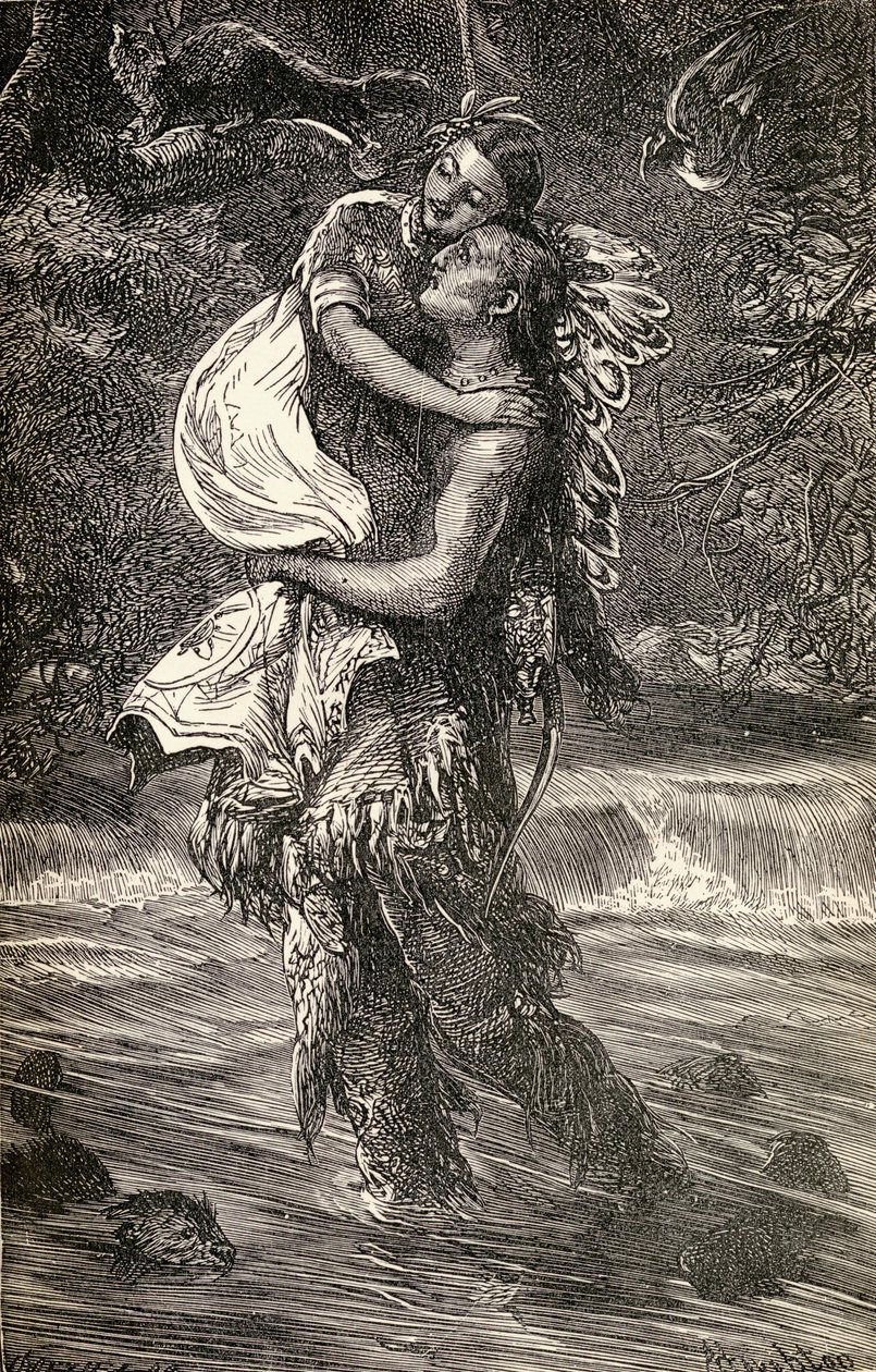 Hiawatha og Minnehaha, illustration fra digtet 