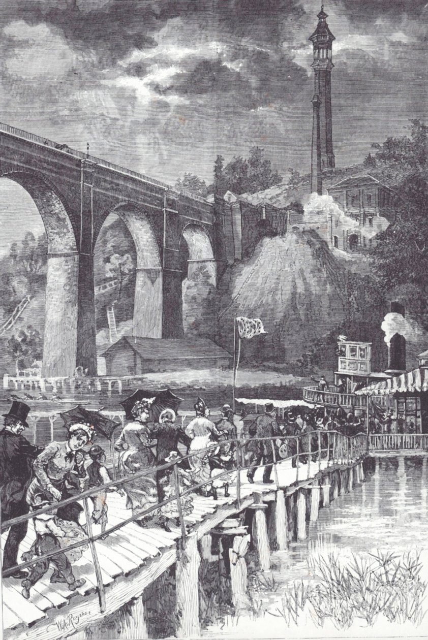 High Bridge over Harlem River, der fører ferskvand fra Westchester County til Central Park reservoir af American School