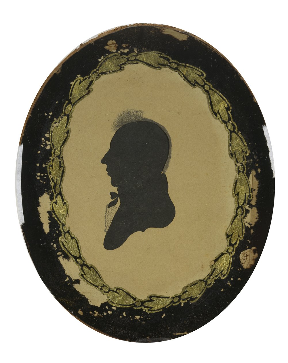Huludskåret silhuet af en mand, ca. 1800-1805 (vævet papir med sort blæk) af American School