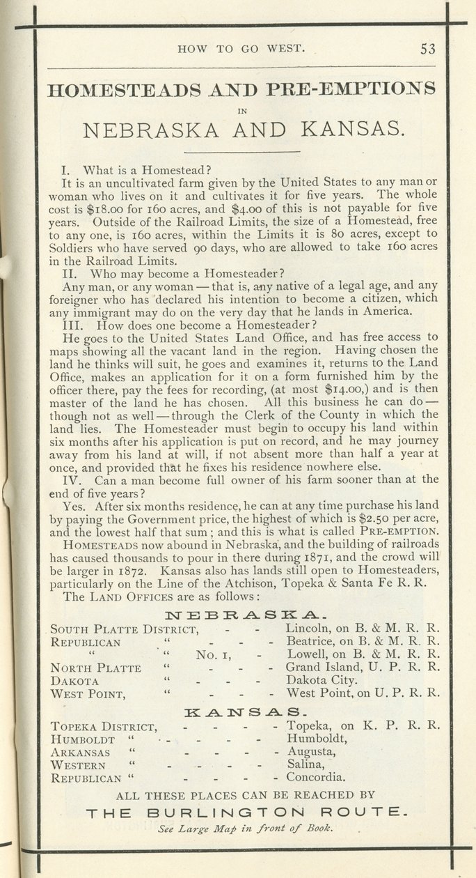 Homesteads and Pre-Emptions, 1872 (tryk) af American School