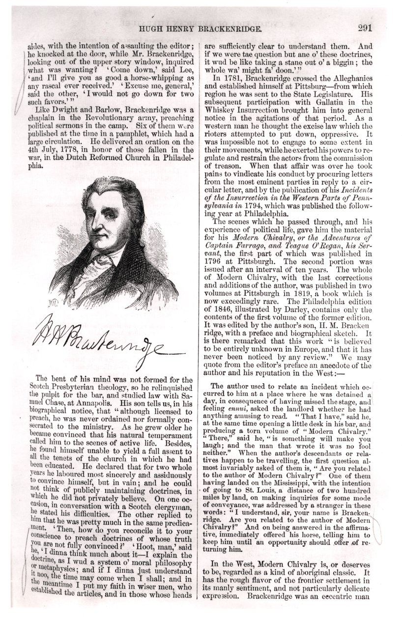 Hugh Henry Brackenridge (1748-1816) fra "Cyclopedia of American Literature", af Evert Augustus Duyckinck (1816-78) 1855 af American School