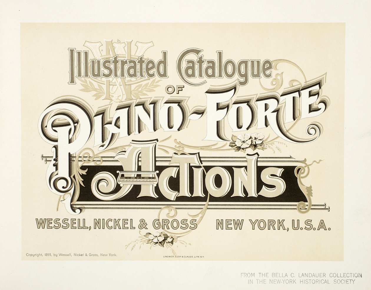 Illustreret katalog over Piano-Forte Actions, Wessell, Nickel & Gross Co. - omslag, 1893 af American School