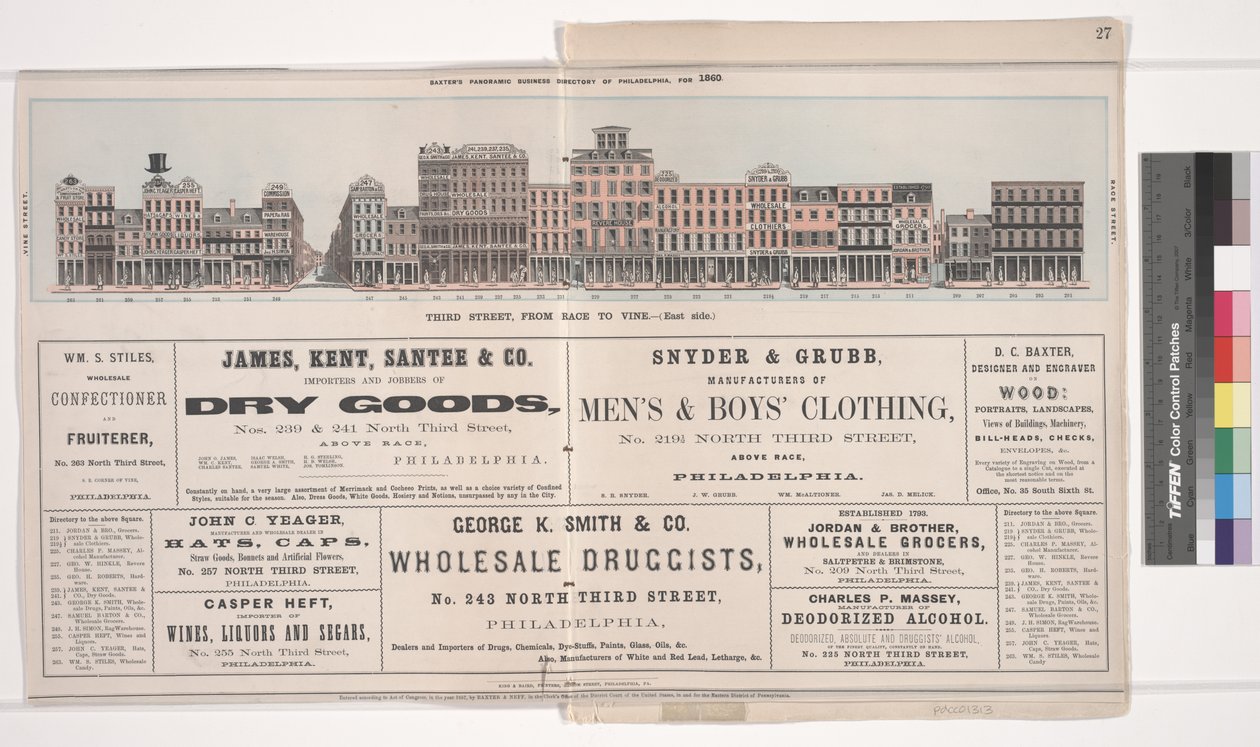 Illustration fra Baxters Panoramic Business Directory of Philadelphia, 1860 af American School