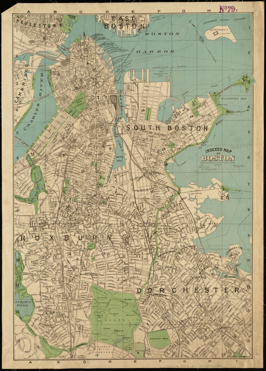 Indekseret kort over Boston af American School